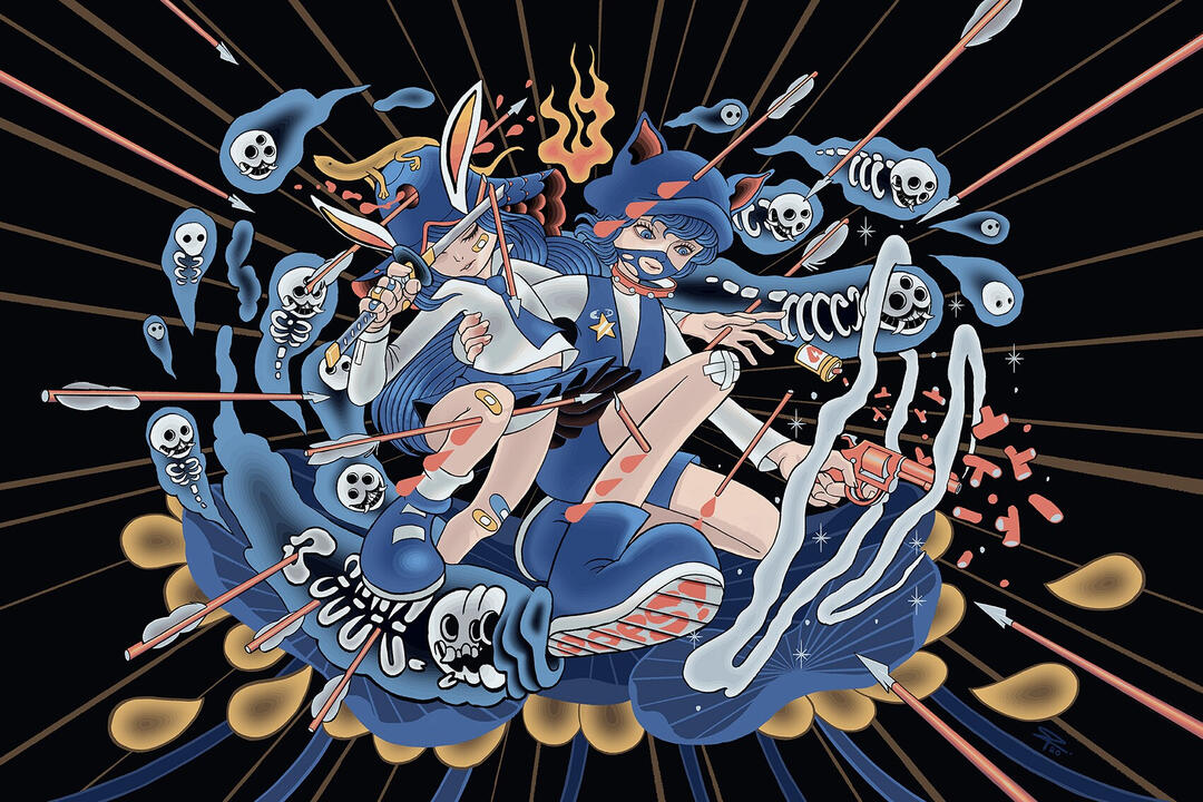 "Never Surrender" 70 x 50 cm digital painting/ UVink on stainless steel plate